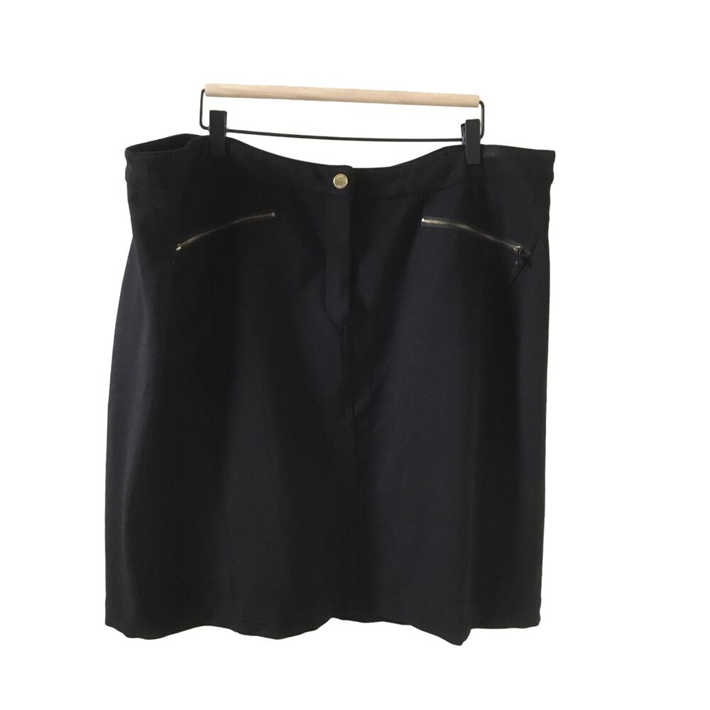 Anne Klein Black Plus Size Skirt with Exposed Gold Zippers size 20 W